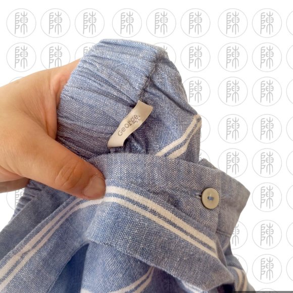 Blue And White Stripe George A Line Skirt - Picture 3 of 3